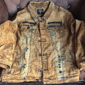 Urban Outfitters Mustard and Navy Denim Jacket